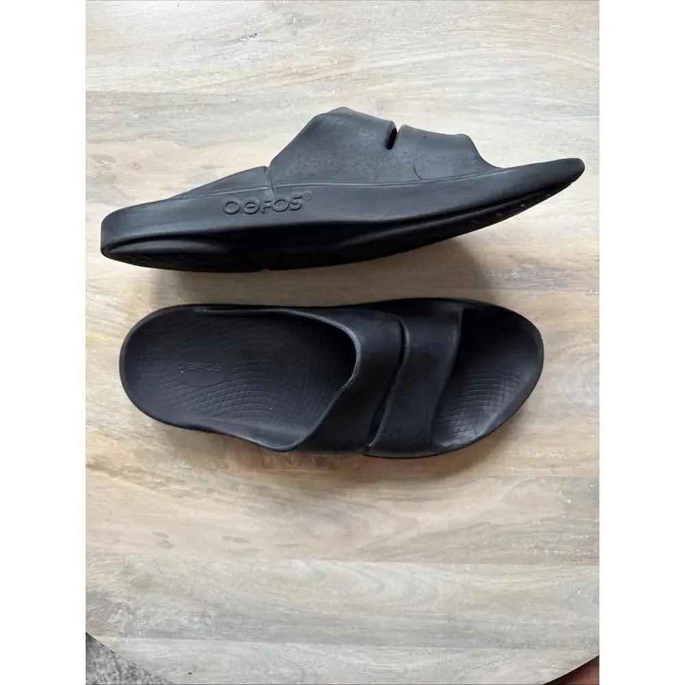 Oofos OOahh Recovery Slides Mens 14 Womens‎ 16 Black Sport Sandal Comfort Arch